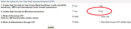 Enable SBI High Security Options
